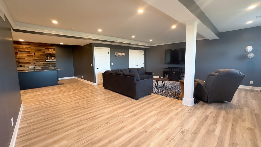 kansas city basement remodel wet bar family room