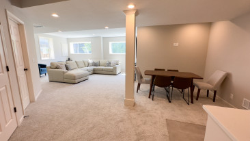 Kansas City basement remodel kitchenette wet bar family room