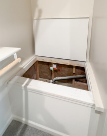 Kansas City basement remodel hidden sump pump