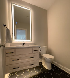 Kansas City basement remodel guest bathroom vanity