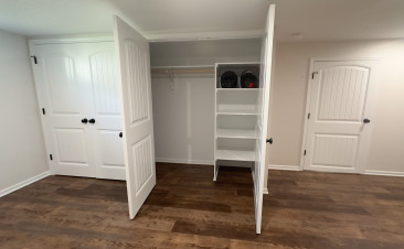 Basement finish linear fireplace home office kansas city remodeling cabinets